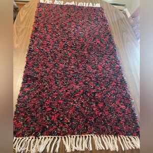Handwoven vintage hearth Shag Fringe Runner Rug